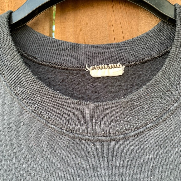 80s-90s Plain Black Raglan Sleeves sweatshirt size Large. - Picture 2 of 8